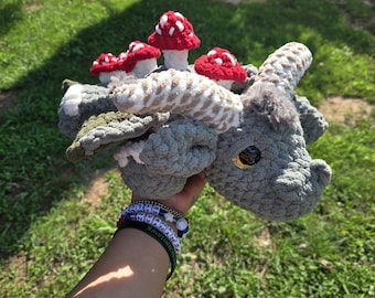 Handmade Crochet Earthy Mushroom Dragon Amigurumi Plush