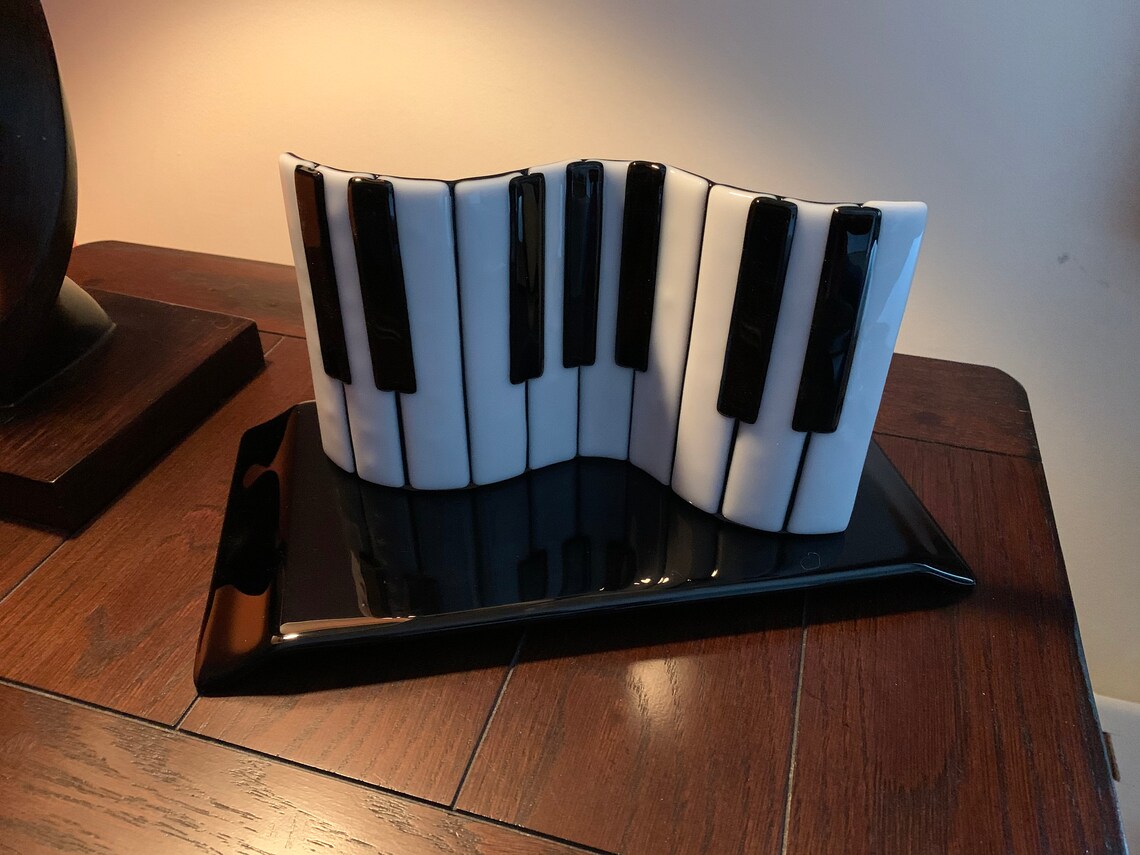 Glass Piano Keyboard Sculpture with Stand Glass Art Music Etsy