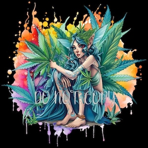Fée contre les mauvaises herbes 420 PNG en téléchargement numérique Illustration fantastique Puff Puff Pass Marijuana Clip Art PNG imprimable
