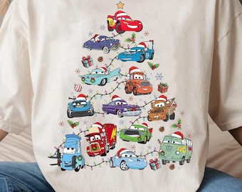 ライトニング・マックィーンのクリスマスツリーシャツ、カートゥーンカーズシャツ