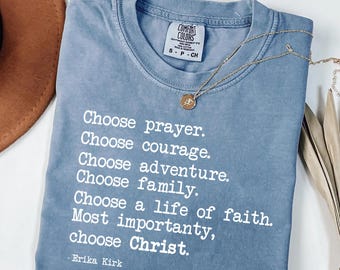 Shirt Erika Kirk Choose Christ, uniseks T-shirt met comfortkleuren