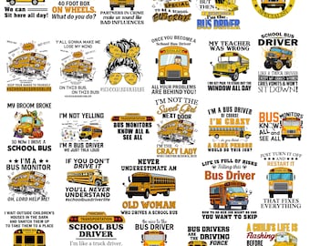 Funny School Bus Driver PNG Designs: 100+ File Bundle (Digital Download