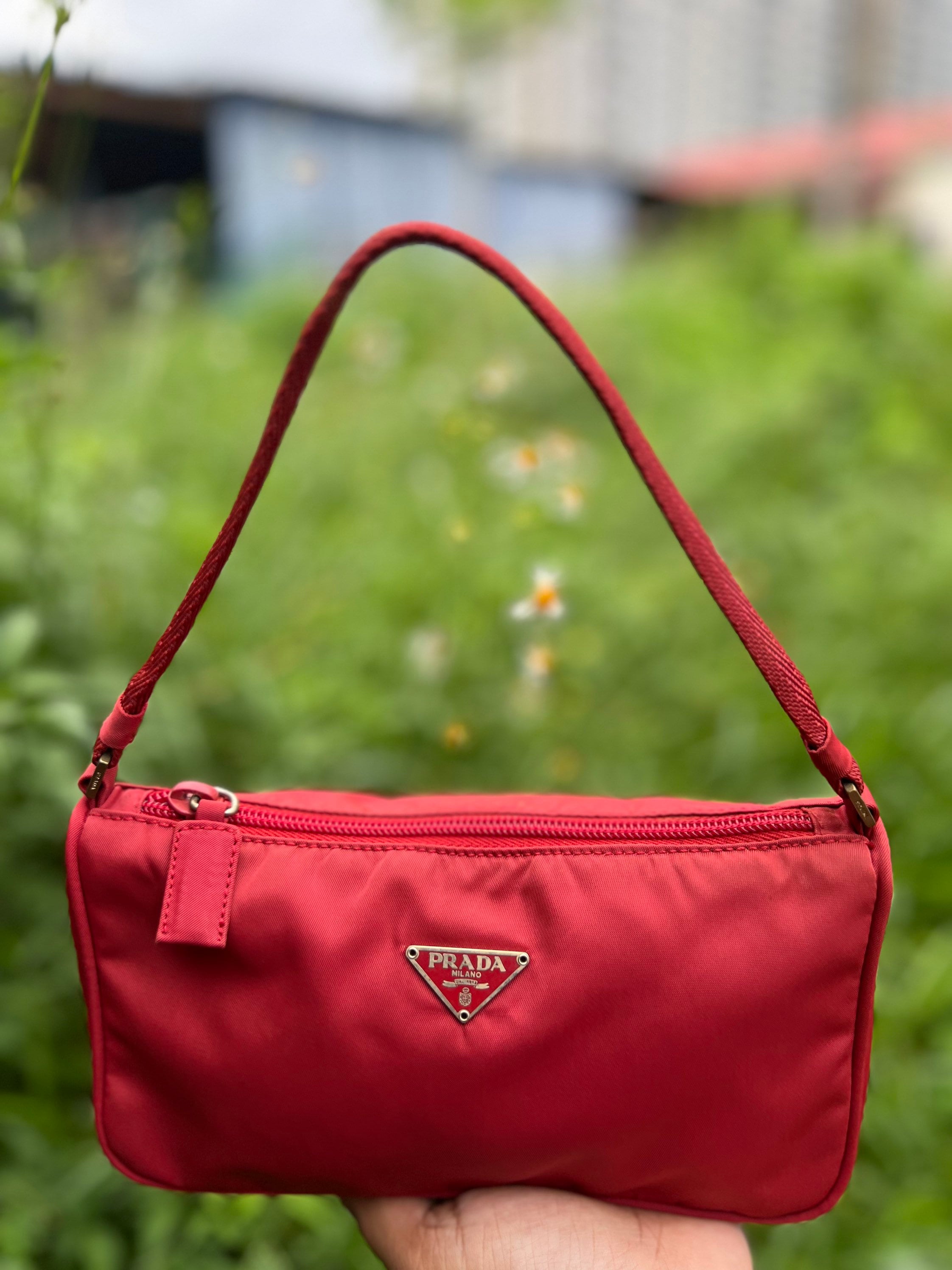 PRADA Red Nylon Pochette mini Shoulder Bag Etsy Canada