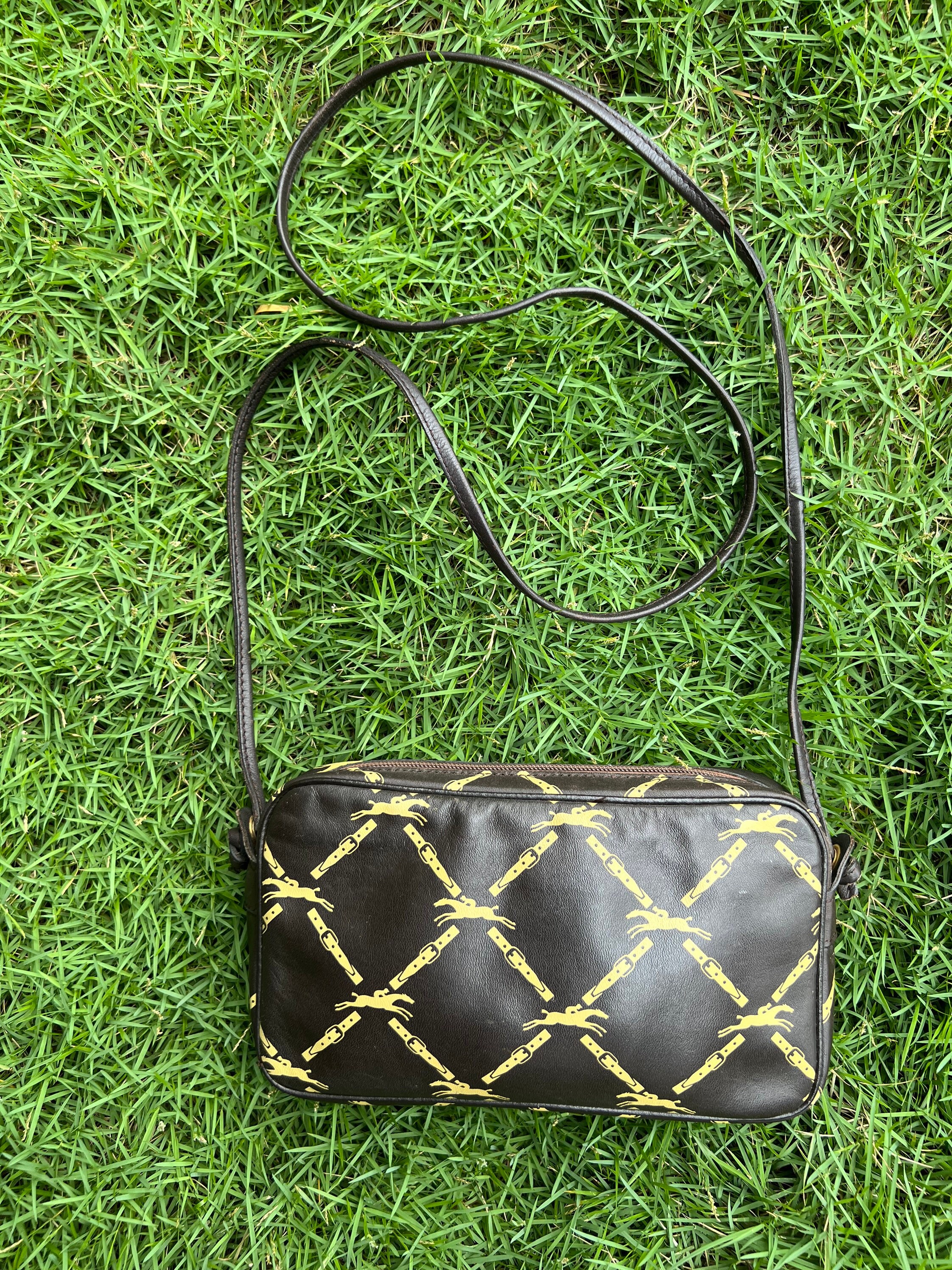 LONGCHAMP VINTAGE Black Leather Boston bag Tote bag Used