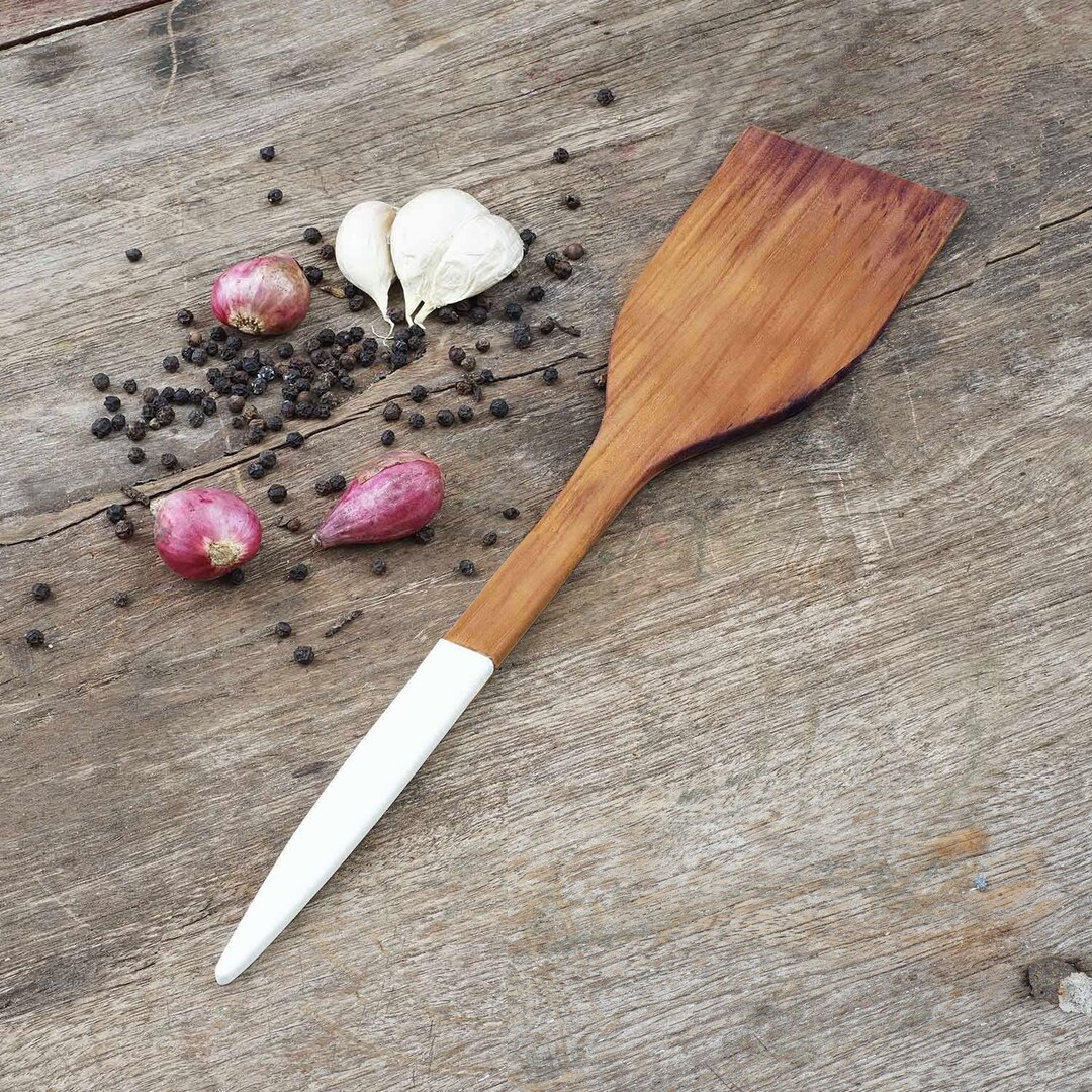 Extra Large Teak Spatula Resto With White Handle Etsy