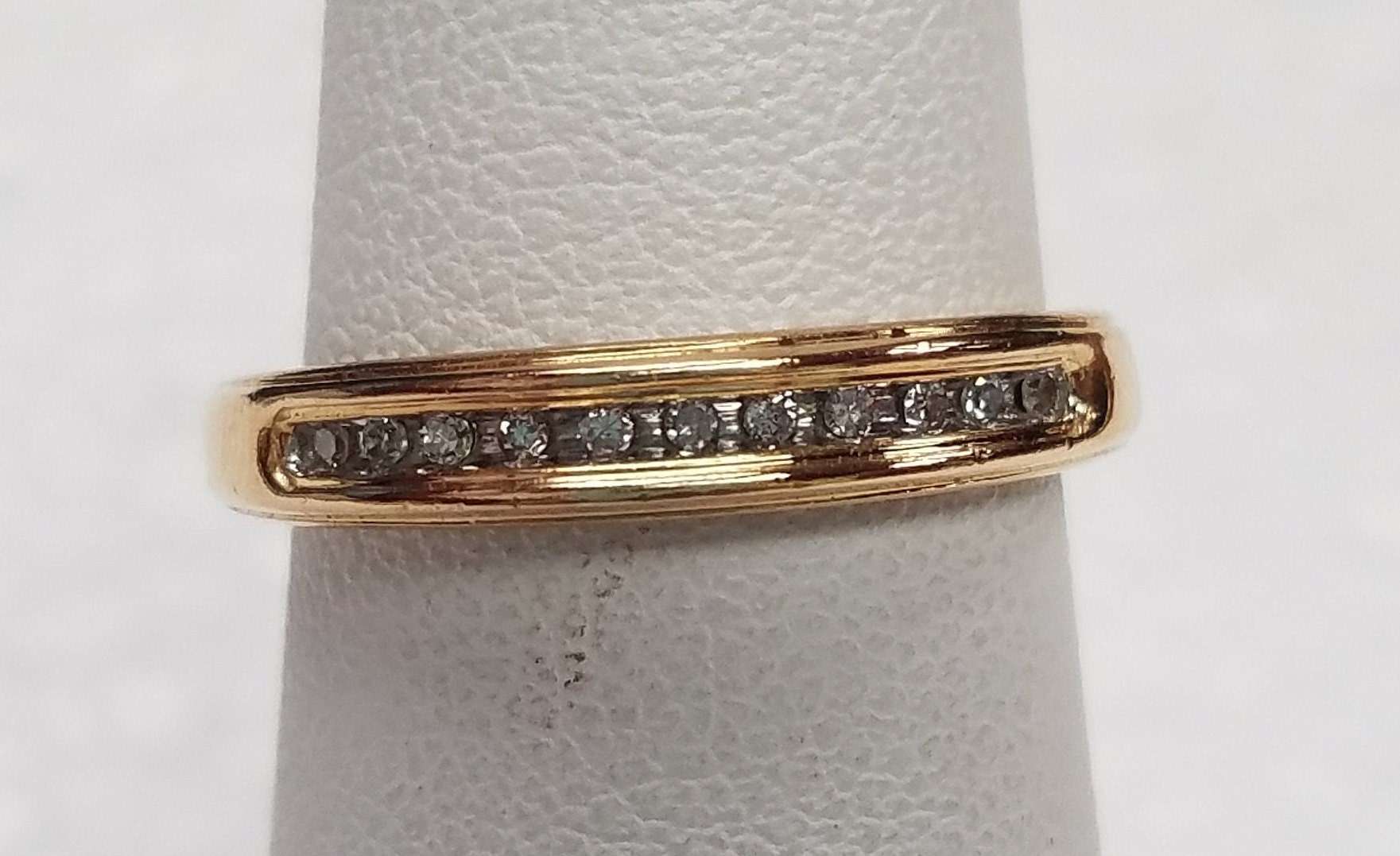 14k Gold and Diamond Band 3mm Width Etsy