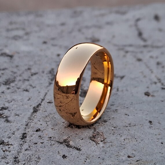 8mm 24K Gold Plated Tungsten Ring: Elegant Wedding Band UK - Main Image