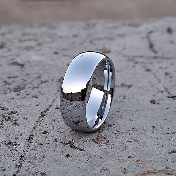 Bague En Carbure De Tungstène Unisexe - Alliance Simple Polie Argentée - Largeurs 2,4,6,8 Mm - Cadeau Saint-Valentin, Anniversaire