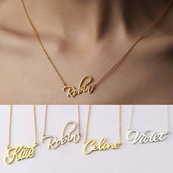 24k Gold Personalized Name Necklace - Etsy