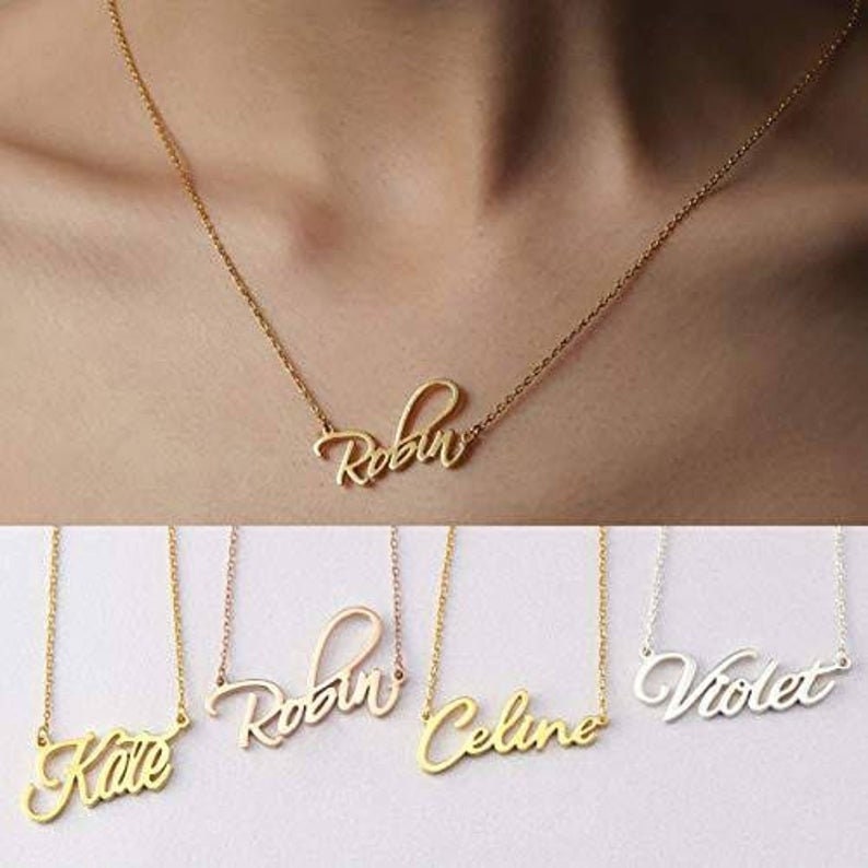 Name Necklace in 24k Gold Personalized 