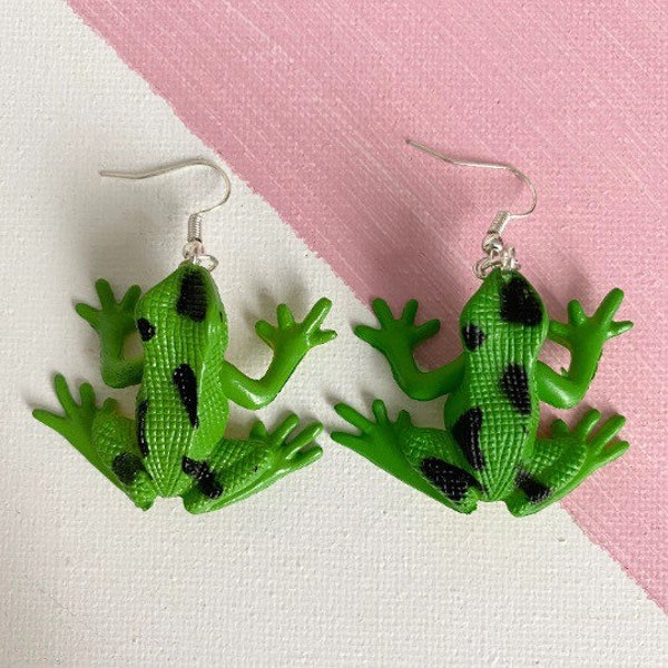 Green Frog Earrings Etsy