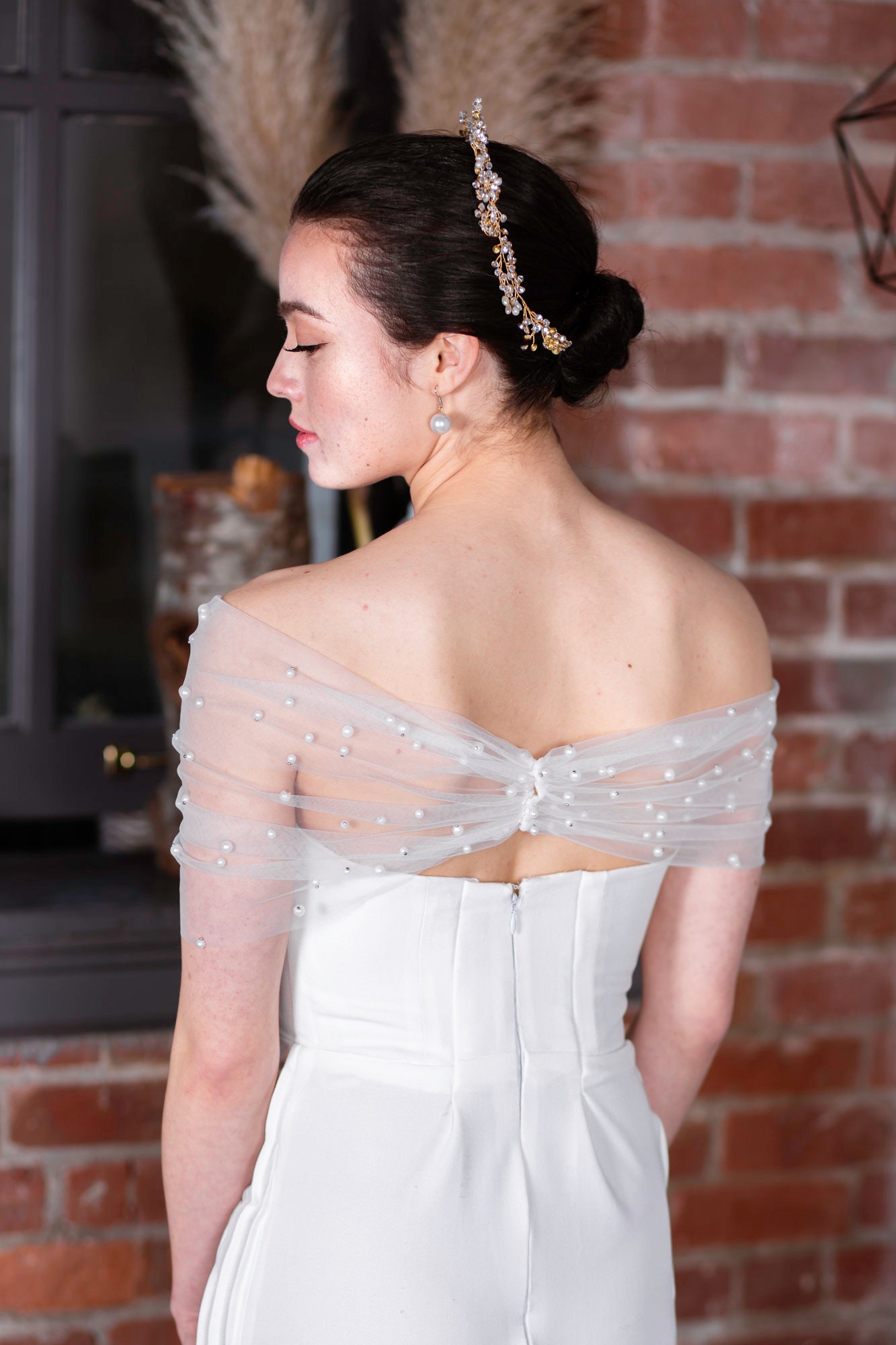 Tulle off top the shoulder wrap