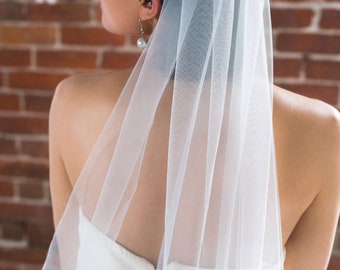 Chapel oval cut plain veil with super wide soft and  fine tulle