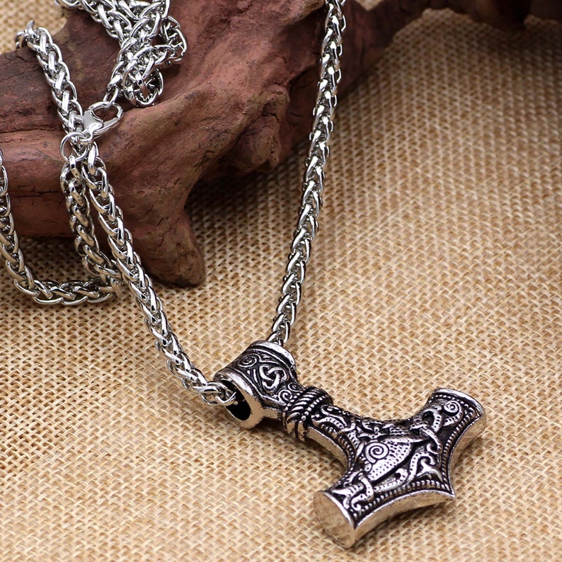 Norse Viking Thor/'s Hammer Talisman Necklace,Vintage Jewelry,Nordic Viking Compass Amulet Pendant,Men\u2019s Round Hip Hop Accessories Jewelry