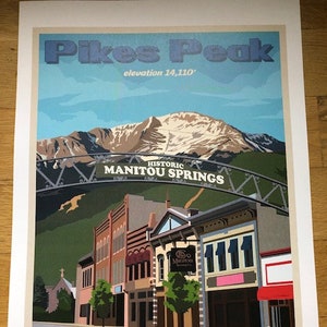 Pikes Peak and Manitou Springs Vintage Poster
