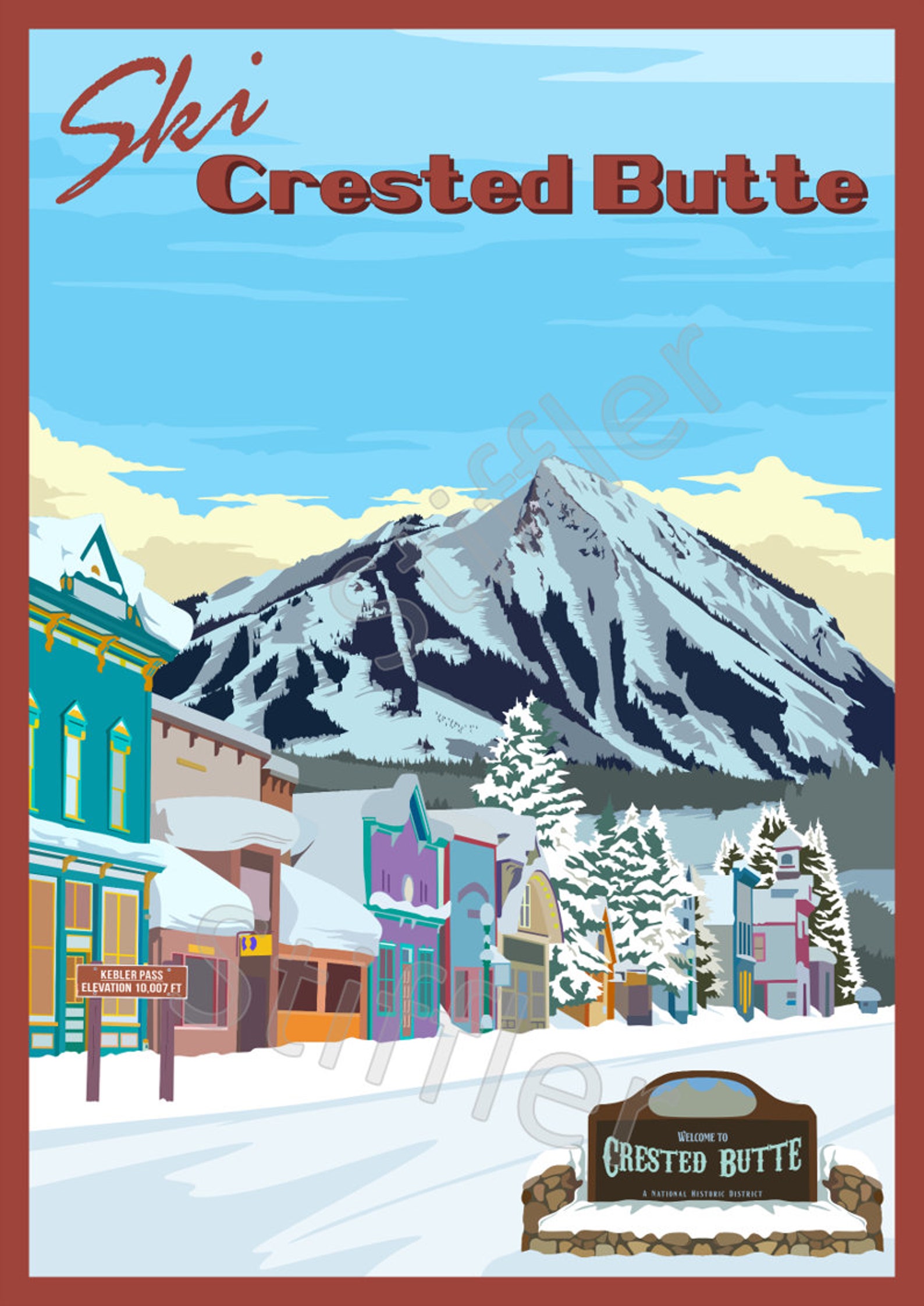 Crested Butte Vintage Ski Poster National Park Style - Etsy