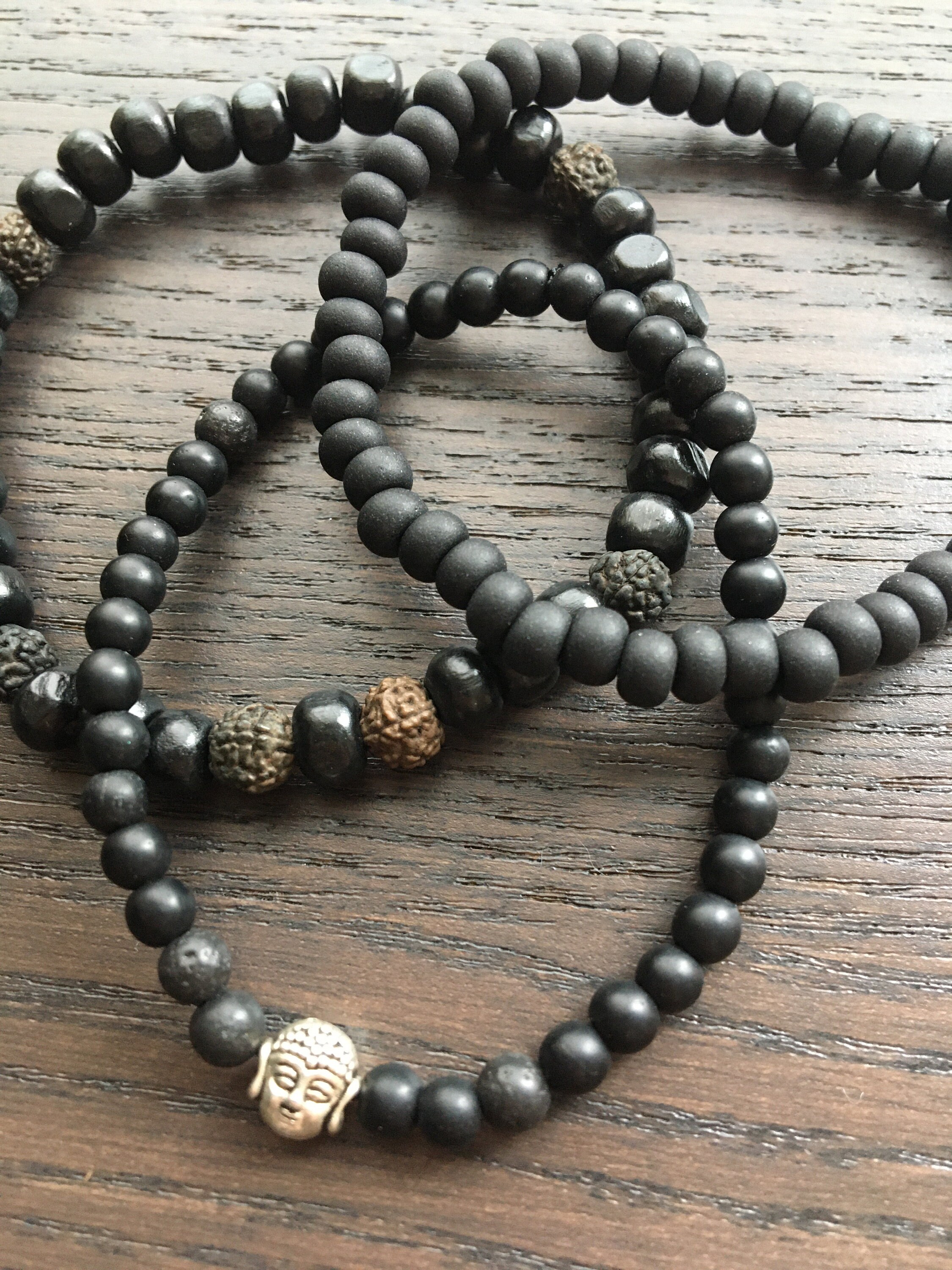 Black stone beads bracelet for men Etsy