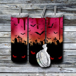 Bloody Bats Tumbler | Halloween Tumbler | 20oz Skinny Tumbler | Stainless Steel Tumbler | Custom Tumbler