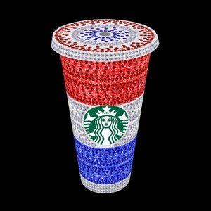 Red White Blue Starbucks Rhinestone Tumbler | Bling Tumbler | Crystal Tumbler | Rhinestone Mug | Starbucks Bling Tumbler | Custom Tumbler