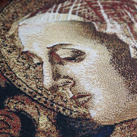 【専用】vintage the Virgin Mary tapestry Beautiful Vintage Hand Stitched Needlepoint Tapestry in a