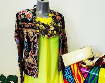 Floral embroidery jacket with zipper and sequins for celebration