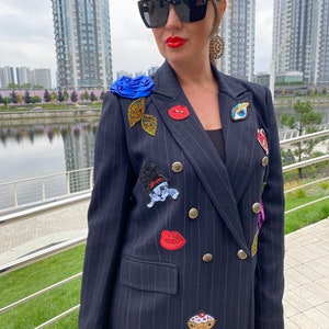 Custom black jaket Bomber with floral applique jaket for going out evening bomber b Black Jaket business casual style hand embroidery blazer