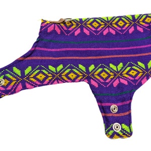 Dog Winter Coat - Purple Mexican Cambaya Woven Cloth