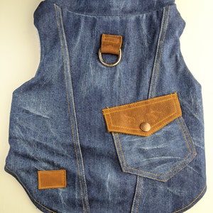 Dog Winter Coat - Denim with Leather Trim and soft lining