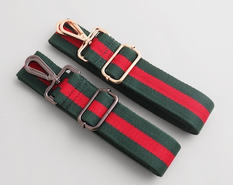 Adjustable Bag Strap : Green and Red Striped Wide Shoulder Strap Bags Replacement