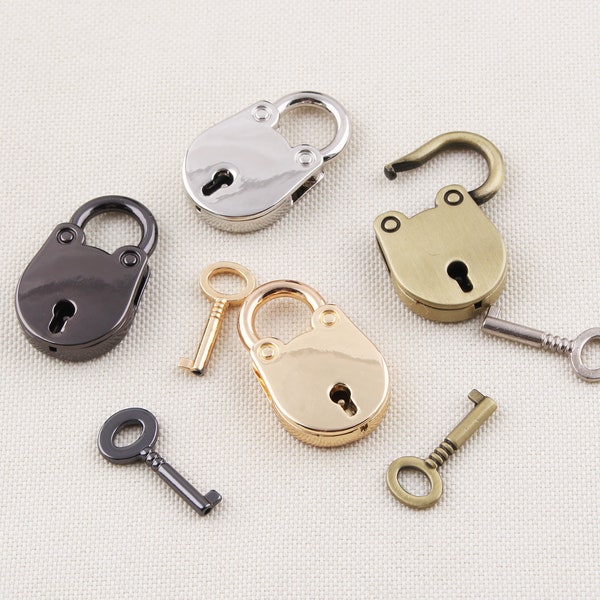 Vintage style look padlock,small gold key lock,luggage lock,small jewelry box lock,Mother's Day Gifts