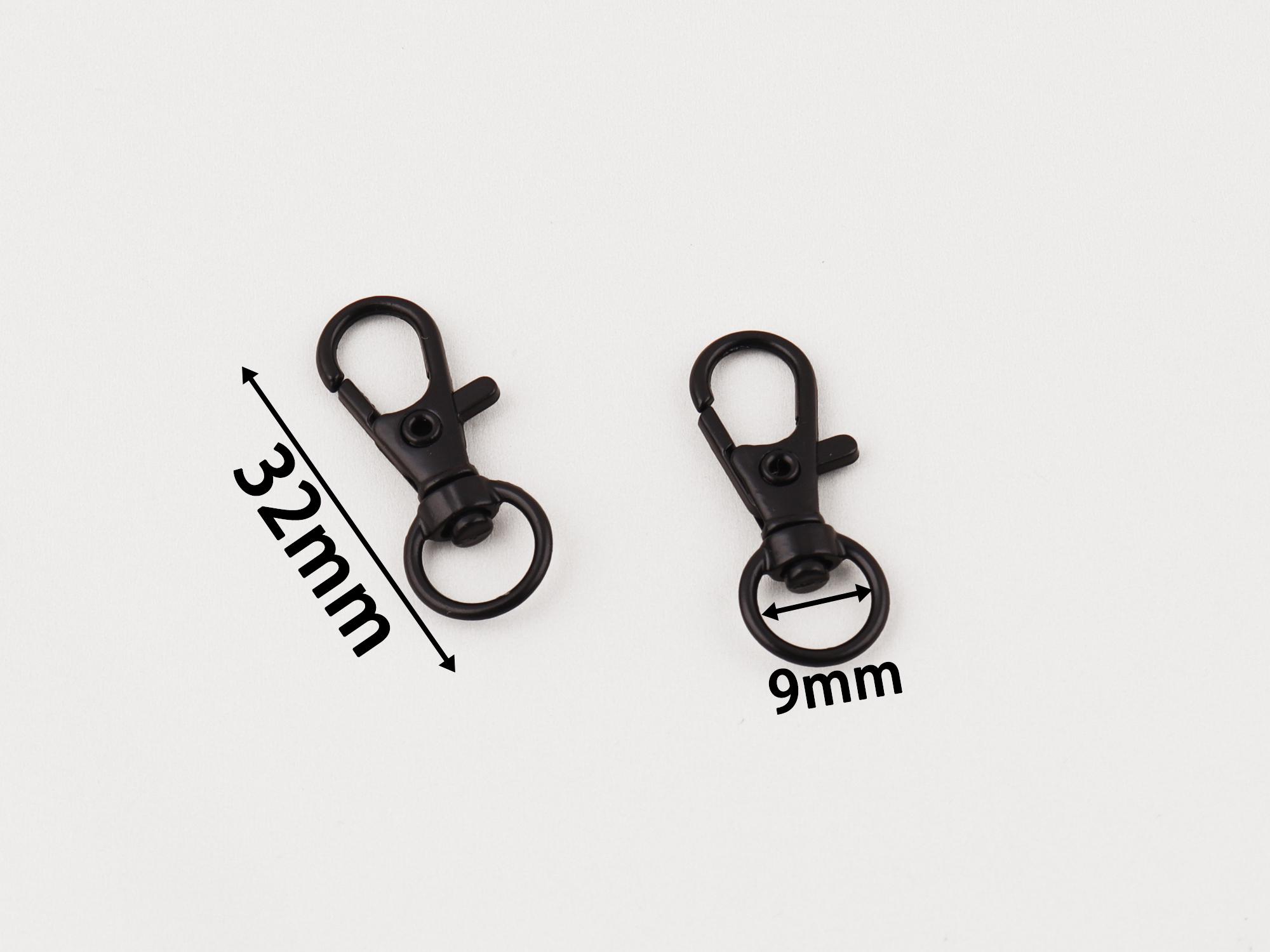 0.3“（9mm Inner) Lobster Swivel Clasps :matte Black Snap Hook,push
