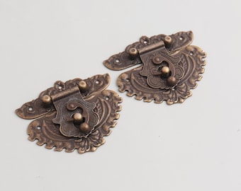 Antique Brass Carved Box Latch : Vintage Jewelry Box Hardware Accessories