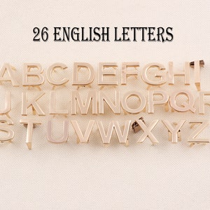 26 etichette con lettere inglesi, etichetta borsa in metallo, etichetta fatta a mano, etichetta in metallo, etichetta borsa, risultati borsa, etichette logo, etichetta metallica, targa metallica, lettere metalliche