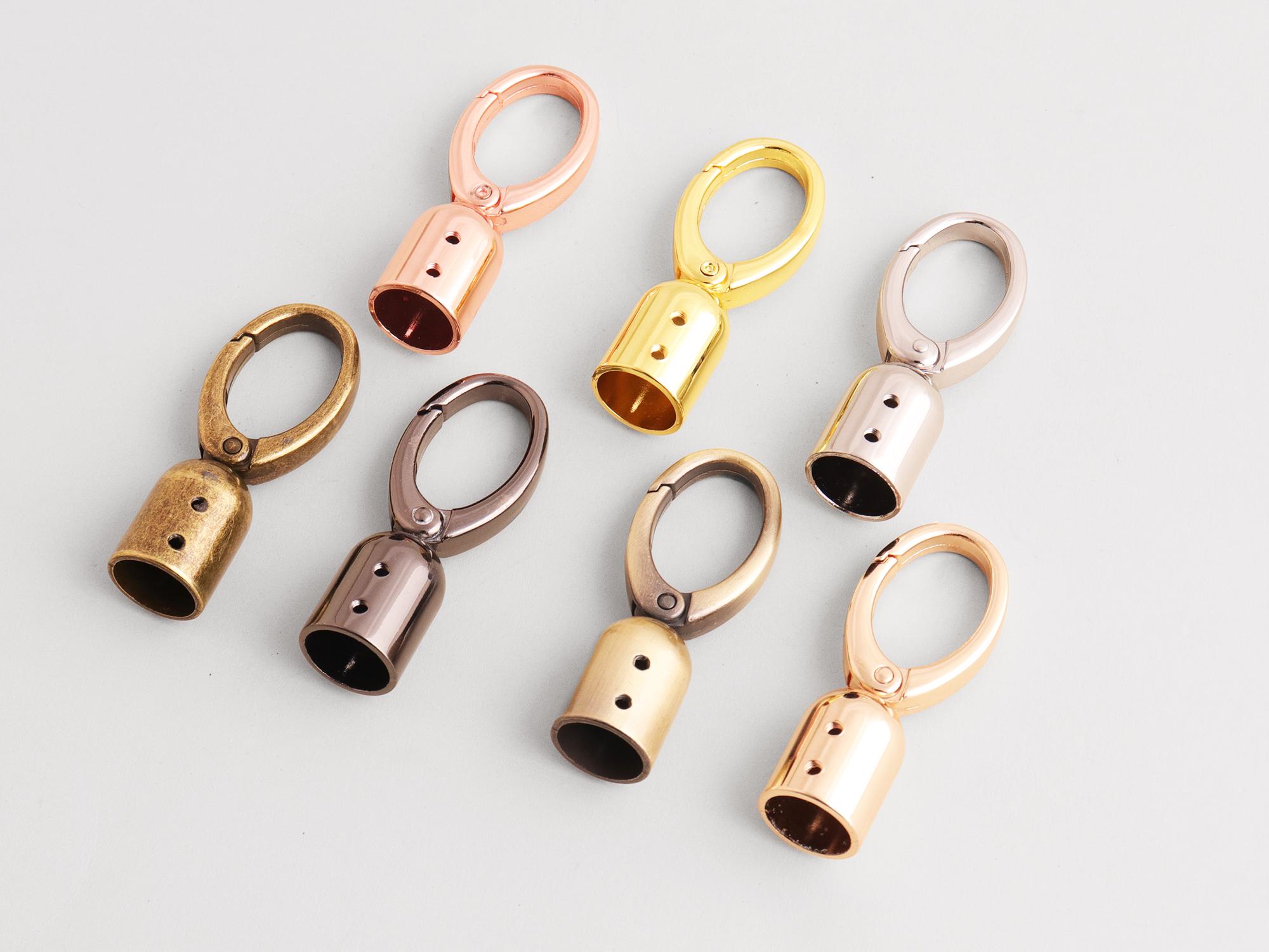 15mm Inner Metal Tassel Cap : Swivel Snap Hooks Purse Clasp Rope
