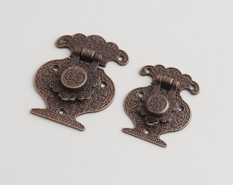Vintage Carved Box Latch: Metal Jewelry Hardware Decorations