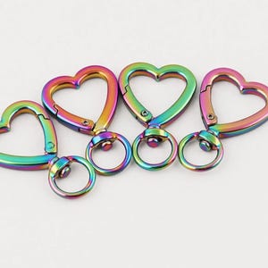 Cierres giratorios con gatillo interior de 11 mm: cierres de corazón arcoíris, mosquetón para bolsos, herrajes para monederos