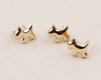 Etiqueta metálica para bolso con forma de perro en dorado claro, accesorios hechos a mano (15 mm)