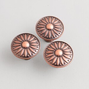 Vintage Drawer Pull : Antique Copper Sunflower Knob, Drawer Hardware Accessories