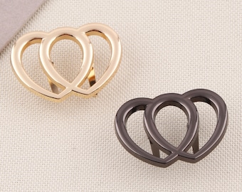 Etiqueta metálica con forma de corazón para bolso, accesorios para monedero (41 mm x 28 mm)