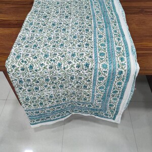 Jaipur Hand Block Print Cotton Quilt: Indian Kantha Rajai Bedding (90x108)