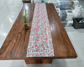 Hand Block print 100% cotton canvas table runner