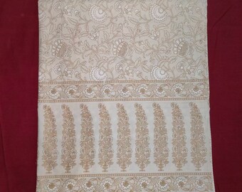 Indian handmade block print gold print cotton duvet cover