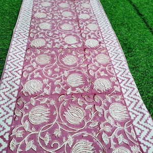 Hand Block print 100% cotton canvas table runner