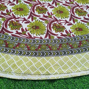Block Printed Round Tablecloth, Floral Printed Round Tablecloth