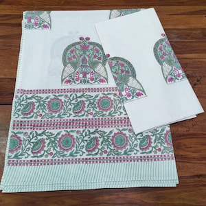 Indian handmade block print Peacock design duvet cover