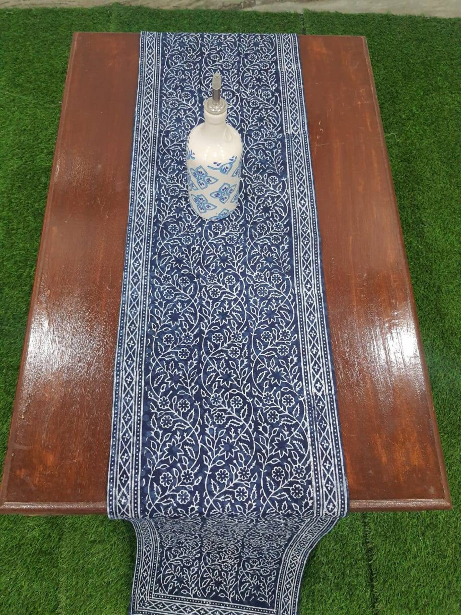 Hand Block Print 100 Cotton Canvas Table Runner Etsy