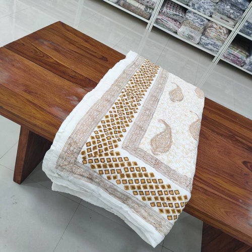 Jaipur Hand Block Print Quilt Cotton Bedding Kantha shops Quilt Indian Quilt Cotton Rajai Super Soft Cotton Quilt 90x108