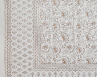 Indian handmade block print gold print cotton duvet cover