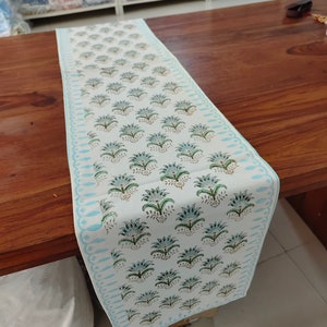 Hand Block print 100% cotton canvas table runner