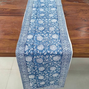 Hand Block print 100% cotton canvas table runner